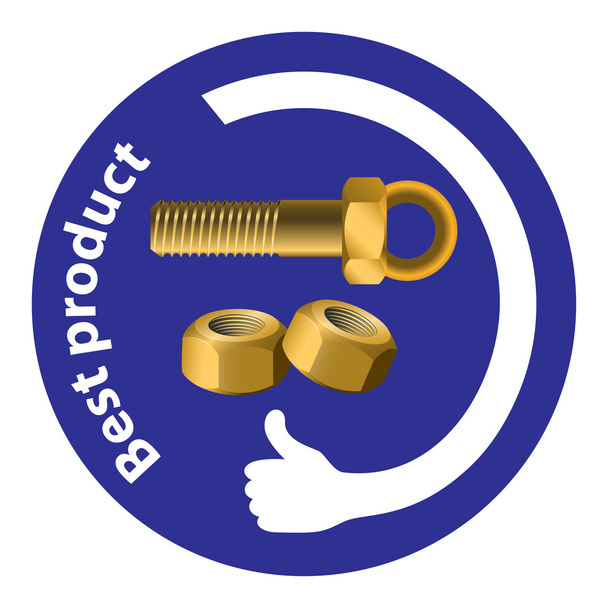 Screw bolt with nut.  - Vector, Image
