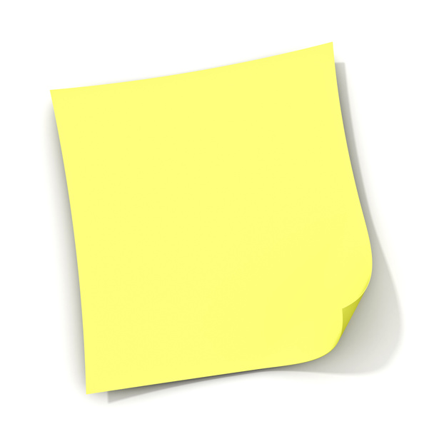 Note collante jaune isolée sur fond blanc avec ombre
 - Photo, image