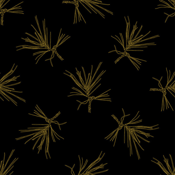 Golden fir branches seamless pattern - Vecteur, image