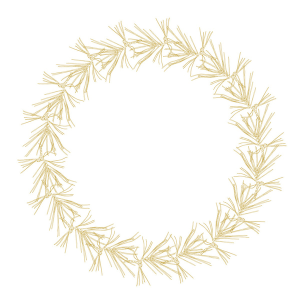Golden fir branches decor frame - Vetor, Imagem