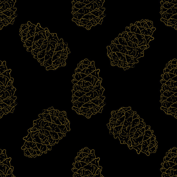 Golden fir cones seamless pattern - Διάνυσμα, εικόνα