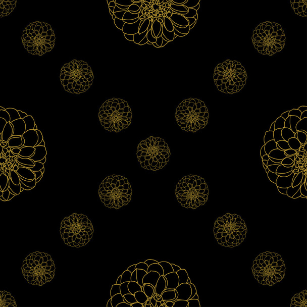 Golden peony decor seamless pattern - Vector, imagen