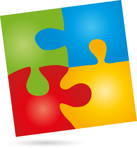 Puzzle, spiel, logo, quadratisch, rechteck - Vektor, Bild