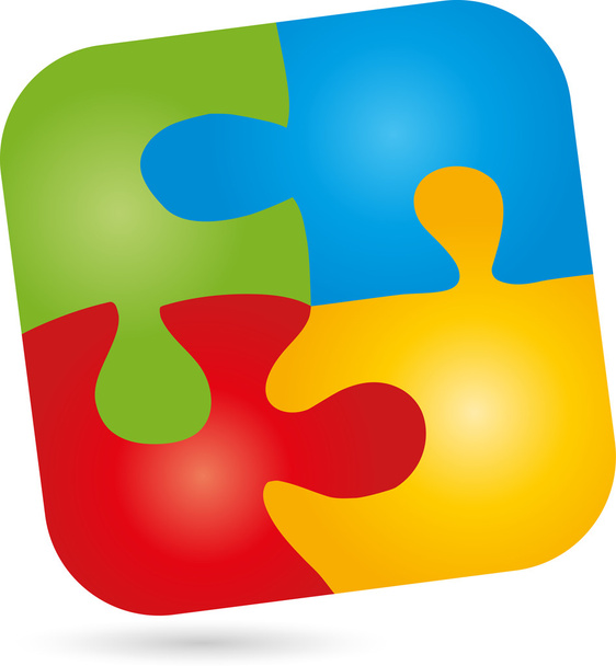 Puzzel, Spiel, Logo, plein - Vector, afbeelding