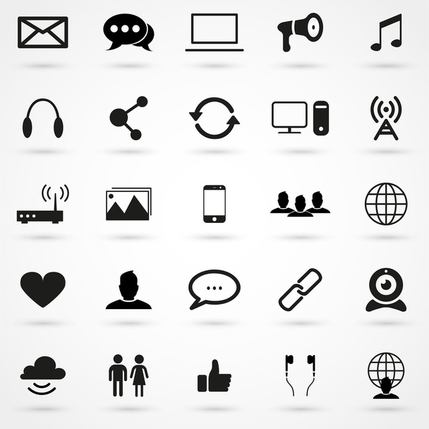 Social Media Icons on white background in flat style. Simple vector - Vector, Image