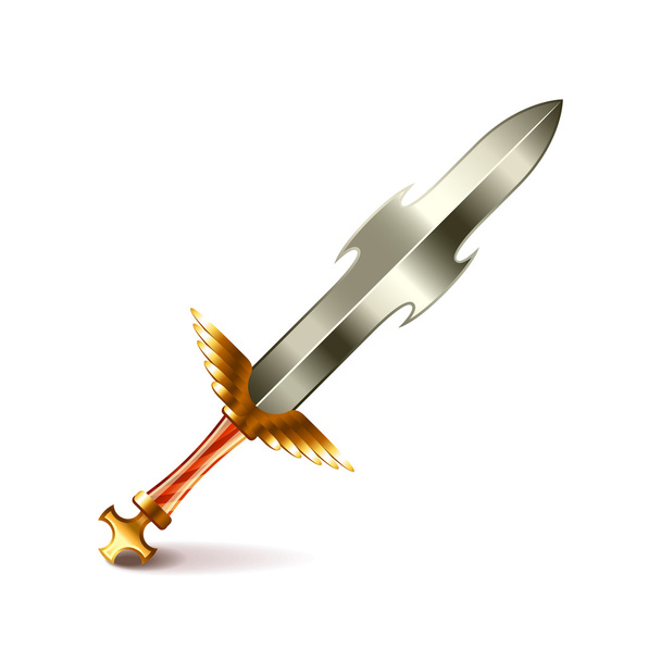 Vieille épée avec poignée dorée isolée sur vecteur blanc
 - Vecteur, image