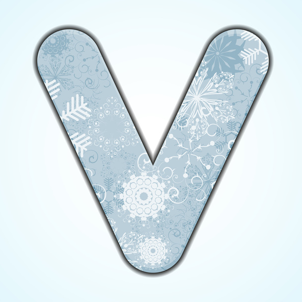 Vektor-Weihnachtsbrief v auf blauem Hintergrund. Folge 10 - Vektor, Bild