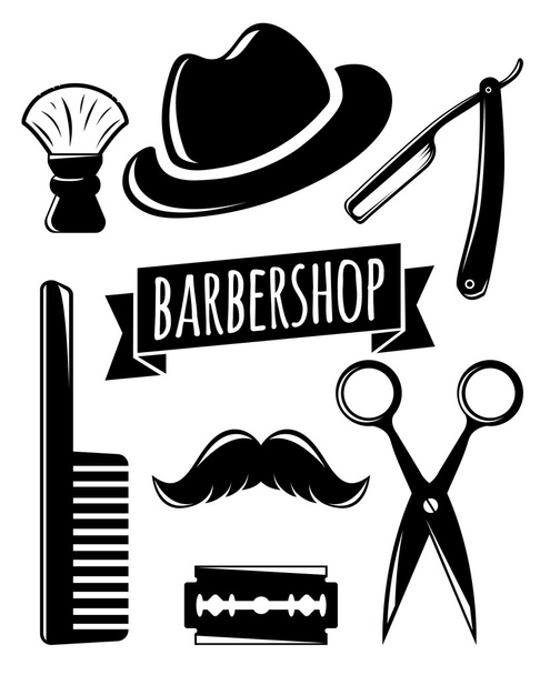 Barbershop accessory set - Vector, Image