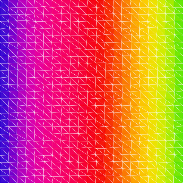 vector abstract irregular polygon background with a triangular pattern in rainbow spectrum colors with white outlines - Vector, Image