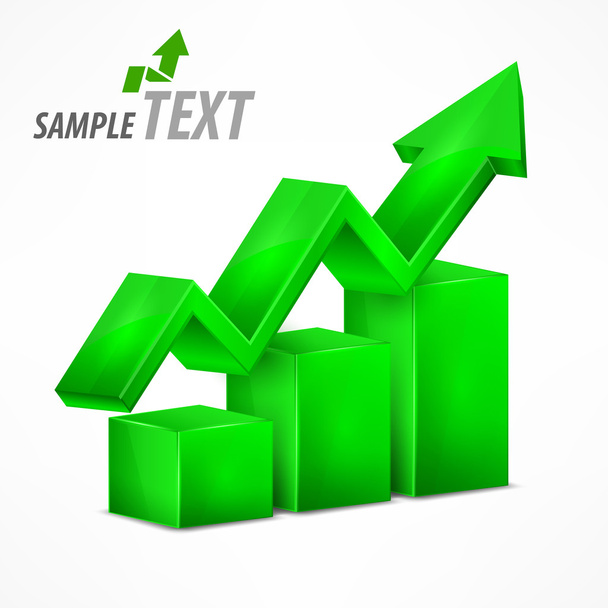 Green chart with arrow on white  - Vector, afbeelding