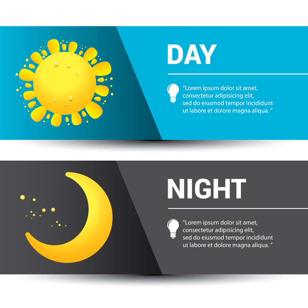 Sun and moon in sky, day and night. Vector - Wektor, obraz
