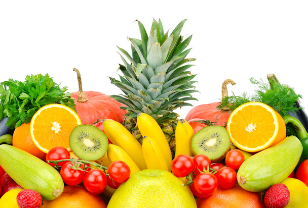 frutas y hortalizas aisladas sobre fondo blanco - Foto, Imagen