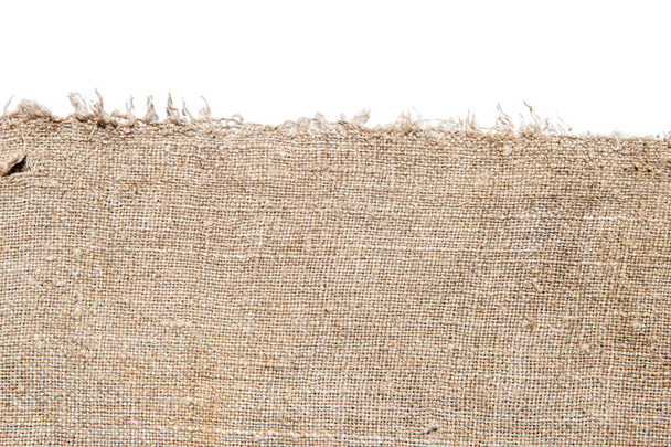 Burlap fabric with frayed edge Stock Photo
