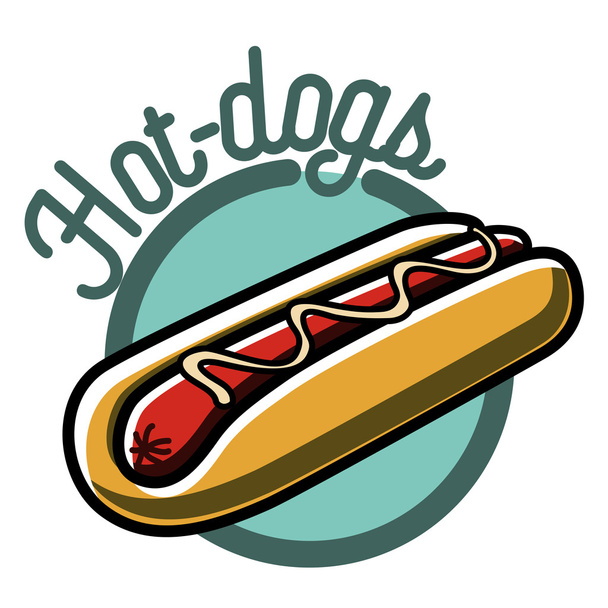Color vintage fast food emblem - Vector, imagen