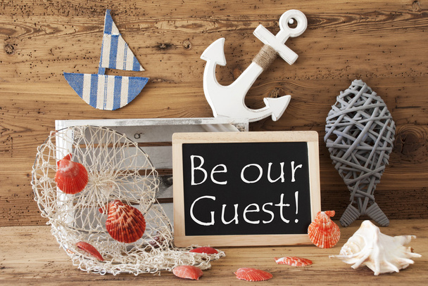 Chalkboard With Summer Decoration, Text Be Our Guest - Zdjęcie, obraz