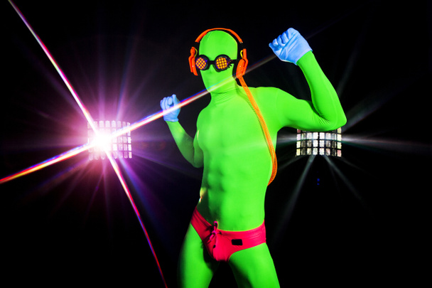 sexy Neon glühenden Anzug Mann - Foto, Bild