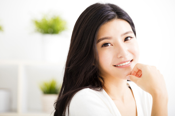 close-up sorrindo jovem asiático mulher rosto - Foto, Imagem