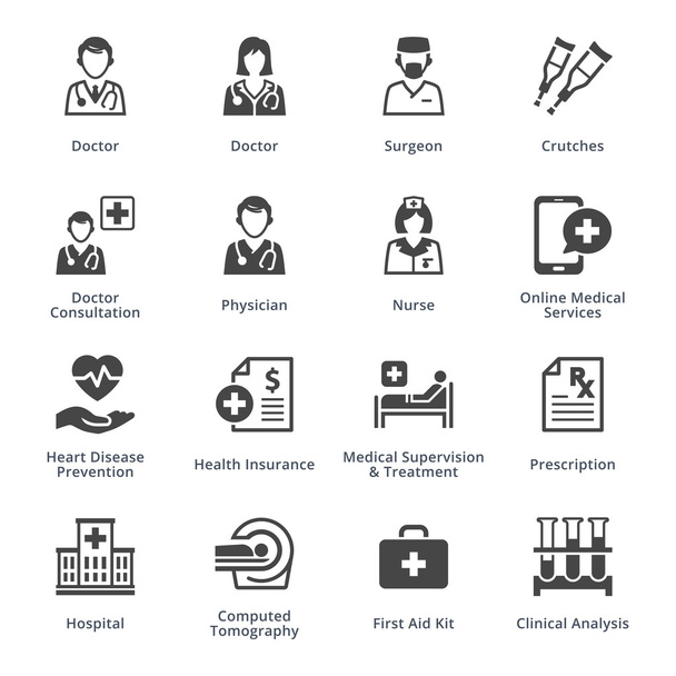 Medical Services Icons Set 4 - Black Series - Vector, Image