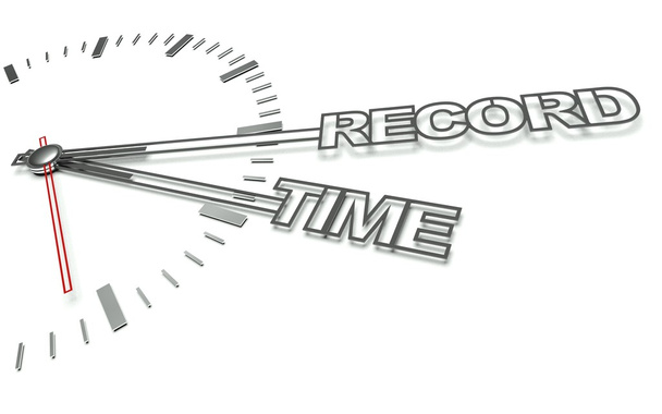 Relógio com palavras Tempo recorde, conceito de sucesso
 - Foto, Imagem