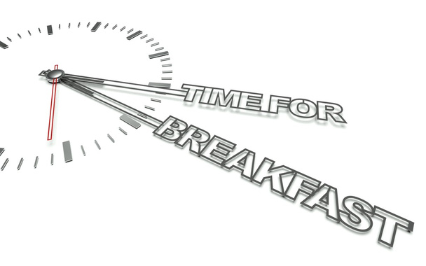 Clock with words Time for breakfast, concept of eat - Foto, afbeelding