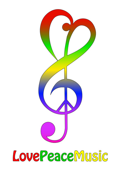 Rakkaus rauhaa ja musiikkia, eristetty valkoinen
 - Vektori, kuva