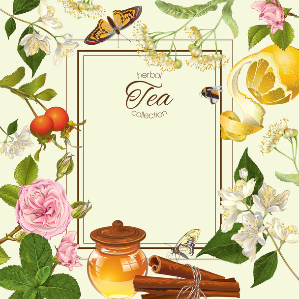Herbal tea frame - Fotoğraf, Görsel