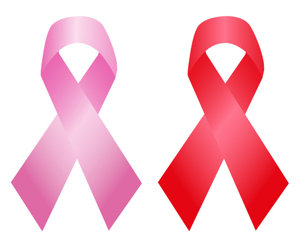 Καρκίνος και το aids ευαισθητοποίηση κορδέλα - Διάνυσμα, εικόνα