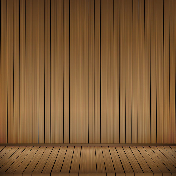 Brown wood floor texture and wood wall background empty room wit - Vector, Image