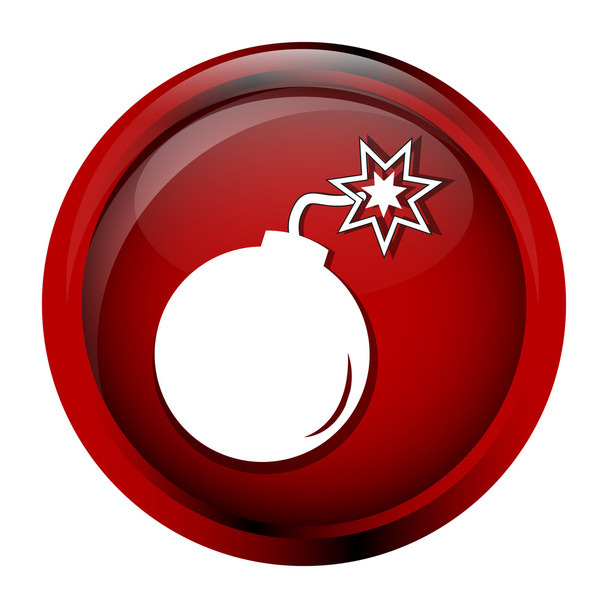 Bombensymbol auf rotem Knopf - Vektor, Bild