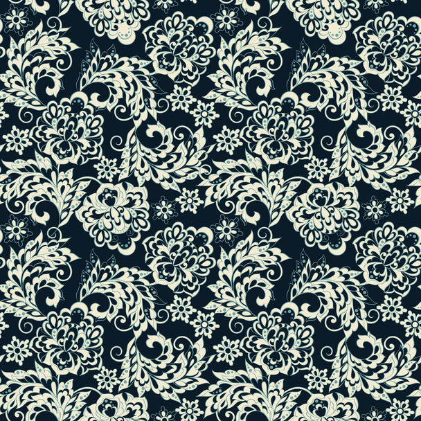 Elegance seamless pattern with ethnic flowers - Vector, Image