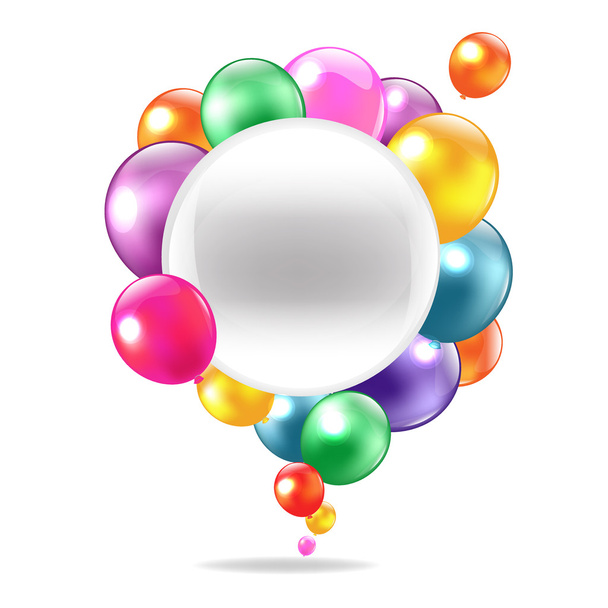 Color Balloons With Speech Bubble - Вектор,изображение
