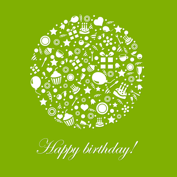 Green Happy Birthday Card - Vector, Image