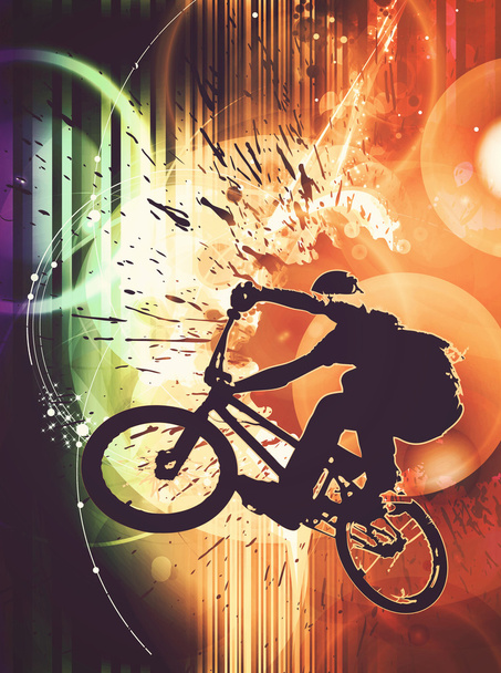 BMX байкер на абстрактном фоне
 - Фото, изображение