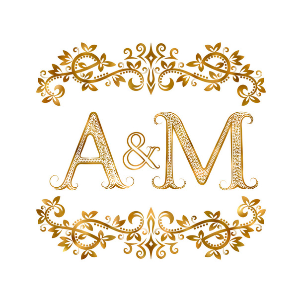 A & M vintage initials logo symbol
. - Вектор,изображение