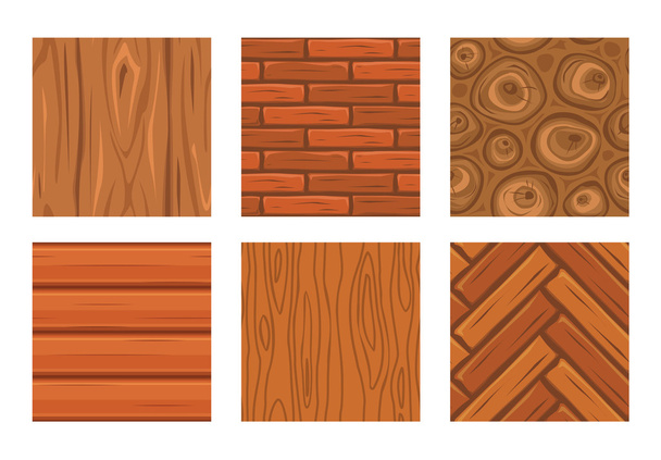 Cartoon wooden seamless textures - Διάνυσμα, εικόνα