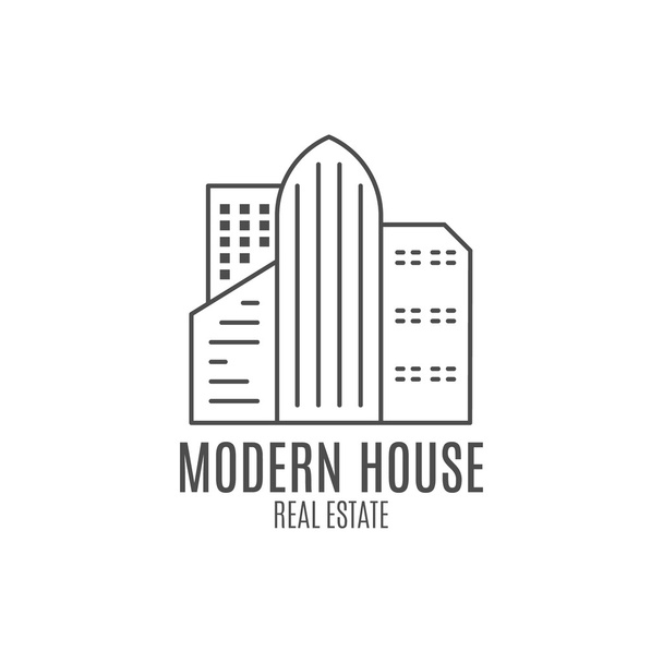 Vector modern house logo design, real estate icon suitable for info graphics, websites and print media. , flat , badge, label, clip art. Lineart style. Thin line . Monochrome - Vektor, kép
