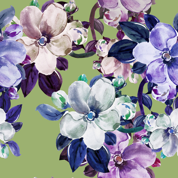 Fleurs de motif sans couture pomme sur un fond coloré
 - Photo, image