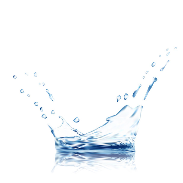 water vector. blue splash isolated on white with drops. 3d illustration. background. eps10. - Vector, Image