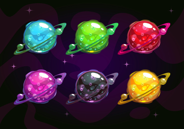 Cool bright colorful fantasy planets - Wektor, obraz