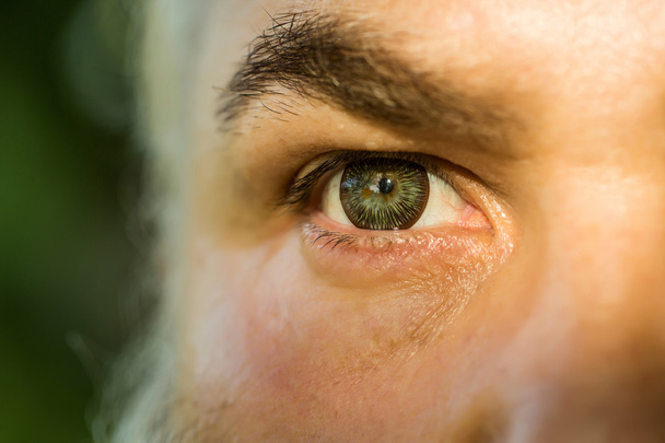 ojo masculino con lente rayada
 - Foto, imagen
