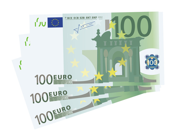 Desenho de um notas de Euro 3 x 100 (isolado vetorial) - Vetor, Imagem