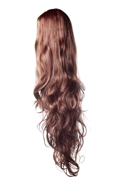 довга фігурна коричнева перука
  - Фото, зображення