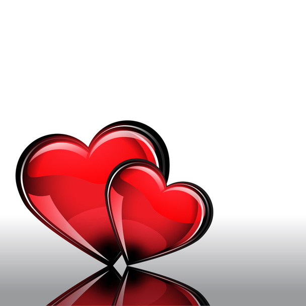 St. Valentine's Day. Red glass heart on white Background. It has a reflection. - Vector, Imagen