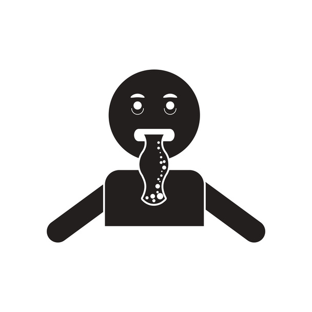 Плоская икона в черно-белом стиле людей тошнит
 - Вектор,изображение