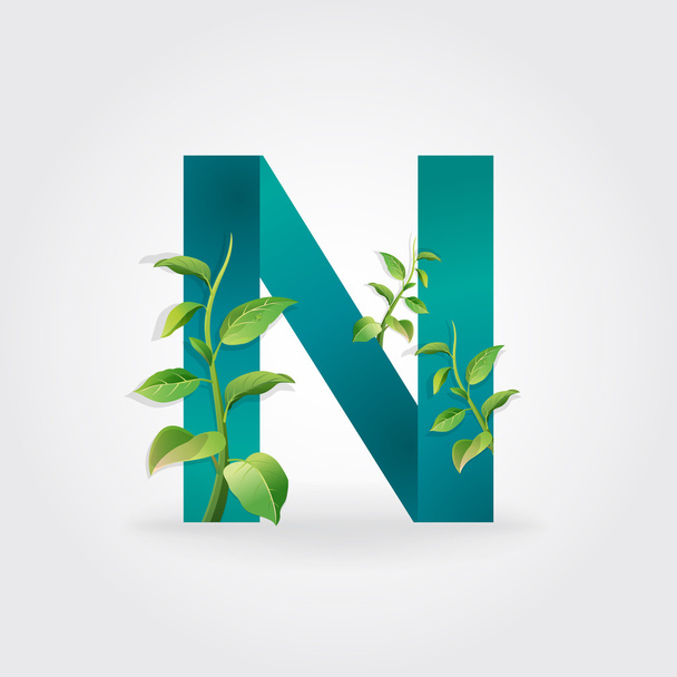 Green eco letters logo with leaves. - Vecteur, image