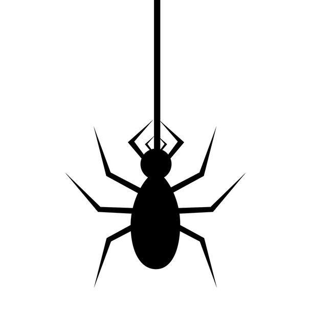 Spyder in cobweb silhouette - Vector, Image
