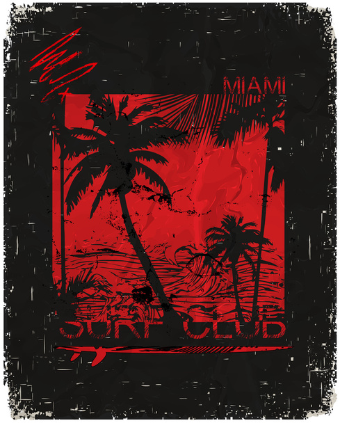 Miami - concepto de ilustración vectorial en estilo gráfico vintage para
 - Vector, Imagen
