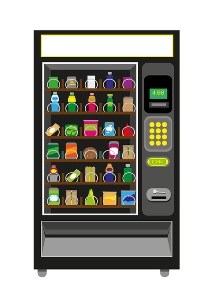Vending Machine Black color. Isolated on white background. Editable Clip Art. - Vector, Image