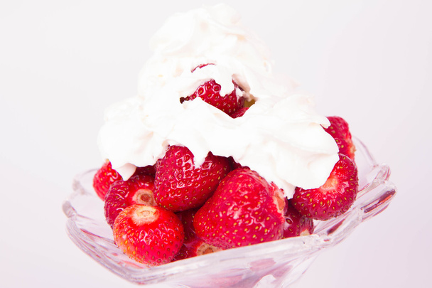Fresh Strawberries with whipped cream  - Foto, Imagen
