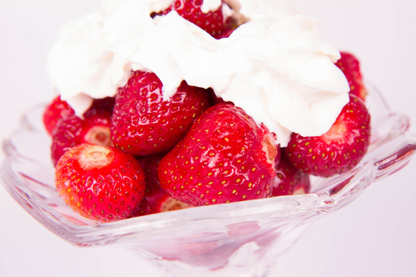 Fresh Strawberries with whipped cream  - Foto, Imagen